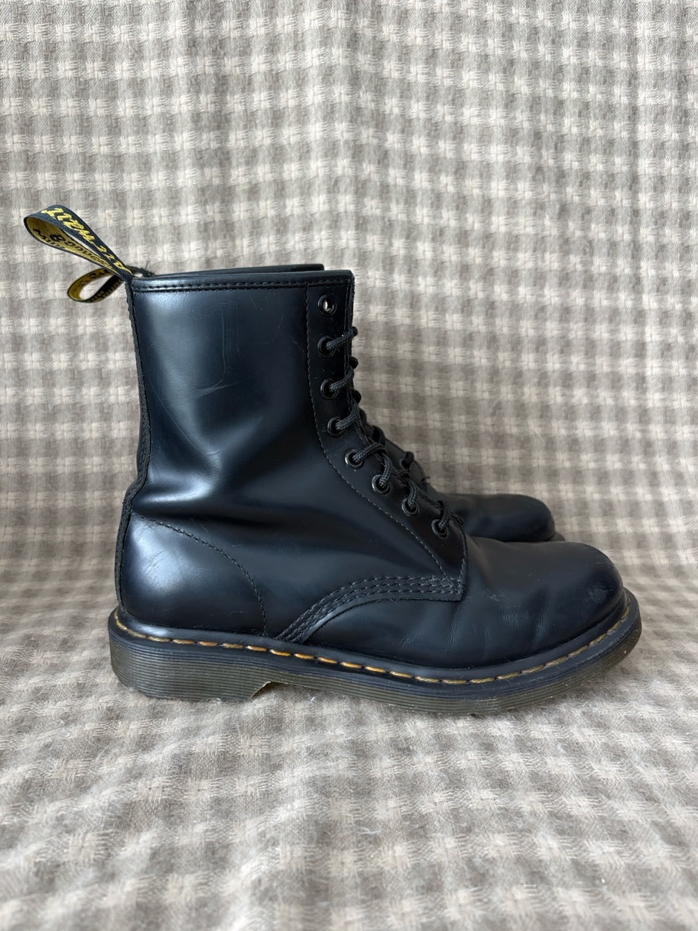 DR MARTENS BLACK 1460 LEATHER LACE UP BOOTS WOMENS 8
